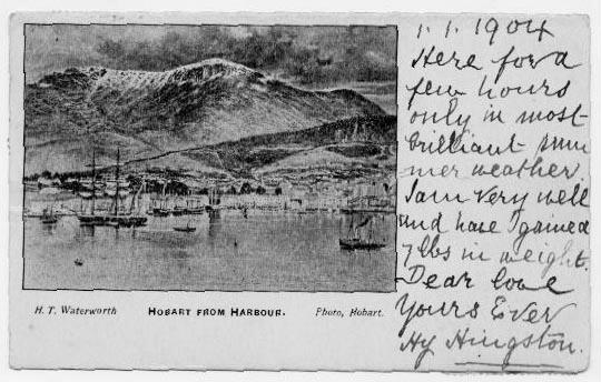 postcard of Hobart from harbour